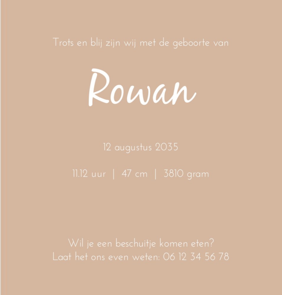 Rechter binnenzijde van geboortekaartje nijntje Rowan