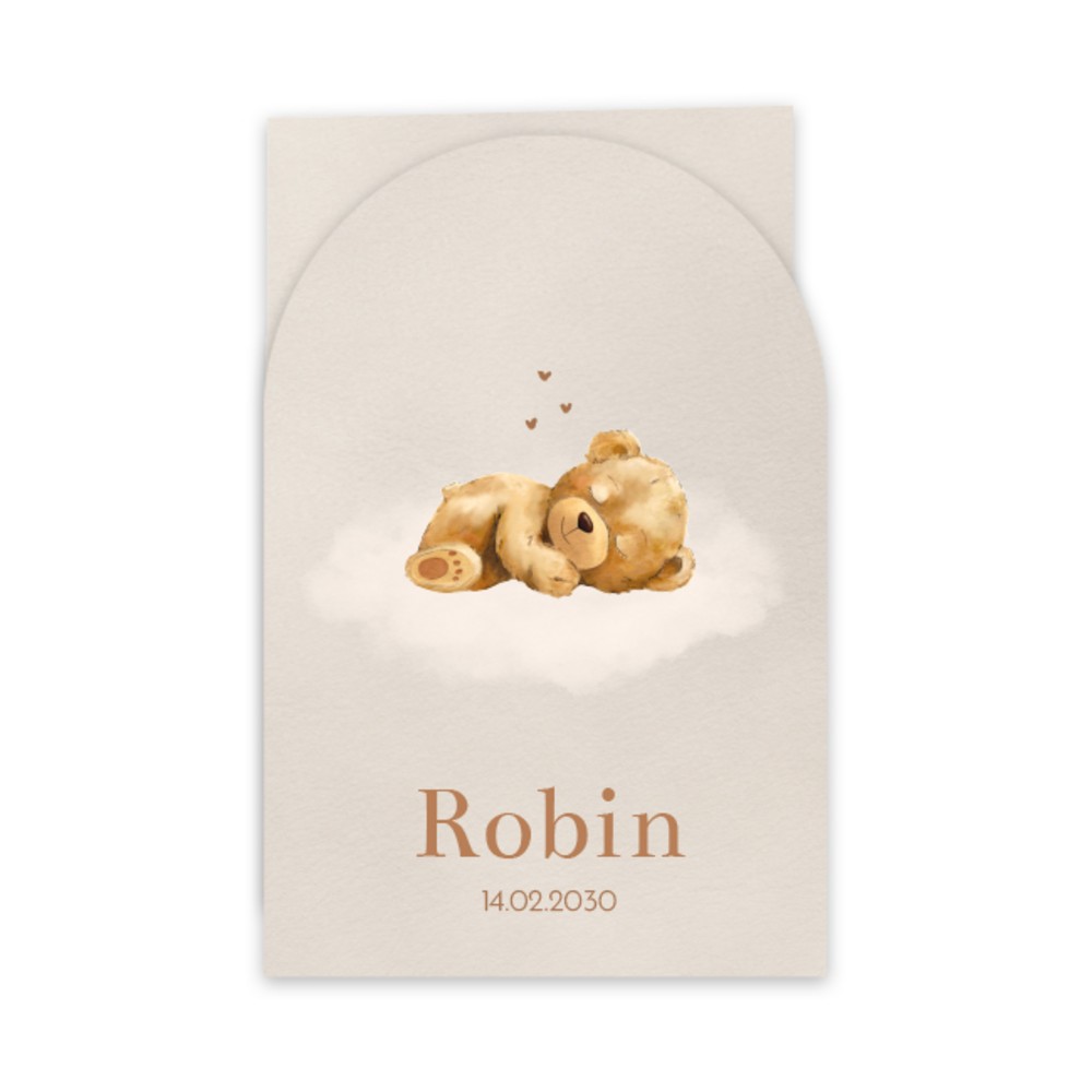 Geboortekaartje neutraal teddybeer wolk Robin