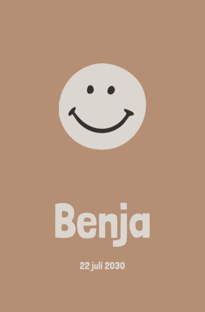 Geboortekaartje Prénatal neutraal smiley Benja