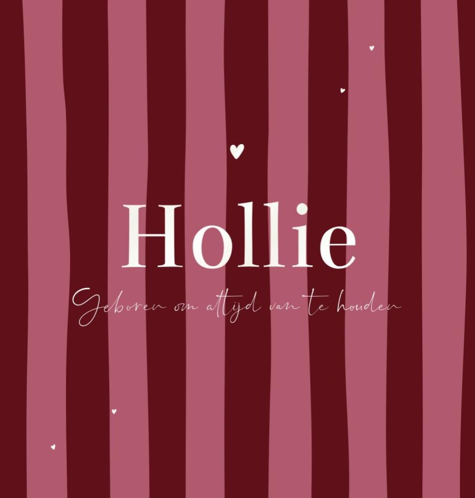 Geboortekaartje meisje gestreept roze Hollie
