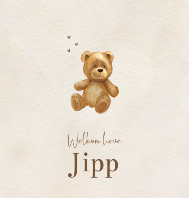 Geboortekaartje neutraal teddybeer Jipp