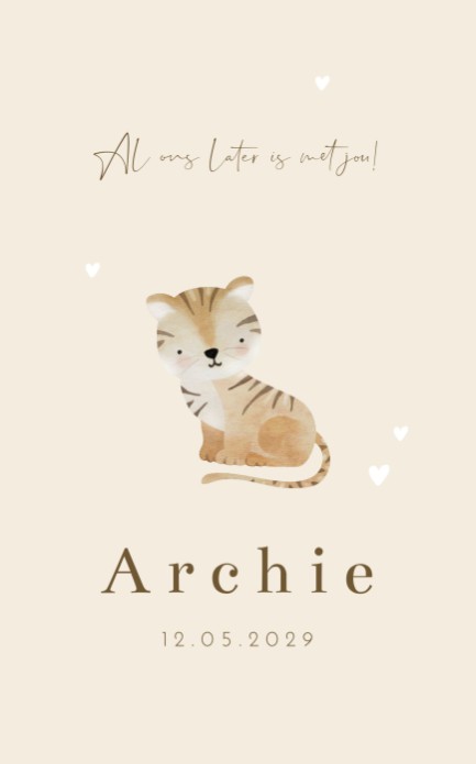 Geboortekaartje neutraal tijger Archie