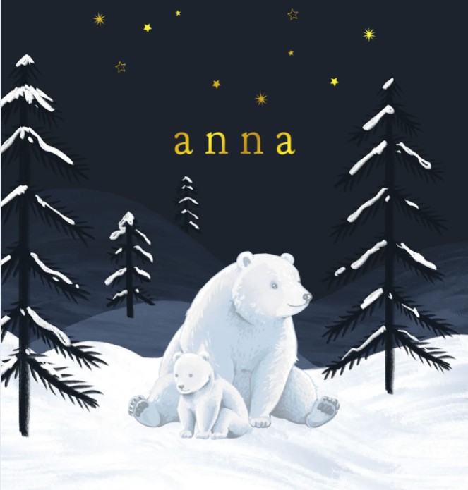 Geboortekaartje neutraal winter ijsbeer Anna