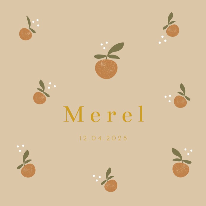 Geboortekaartje neutraal perzik Merel