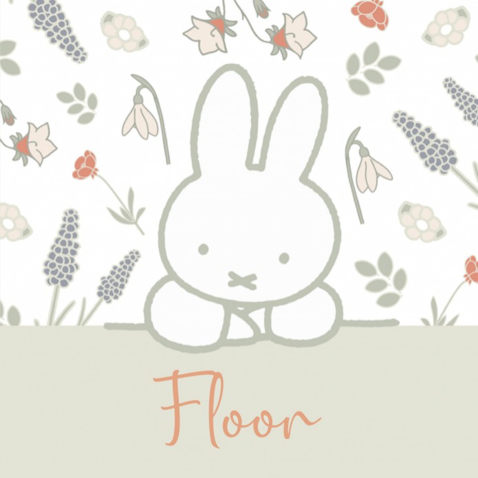 Geboortekaartje nijntje bloemen Floor voor