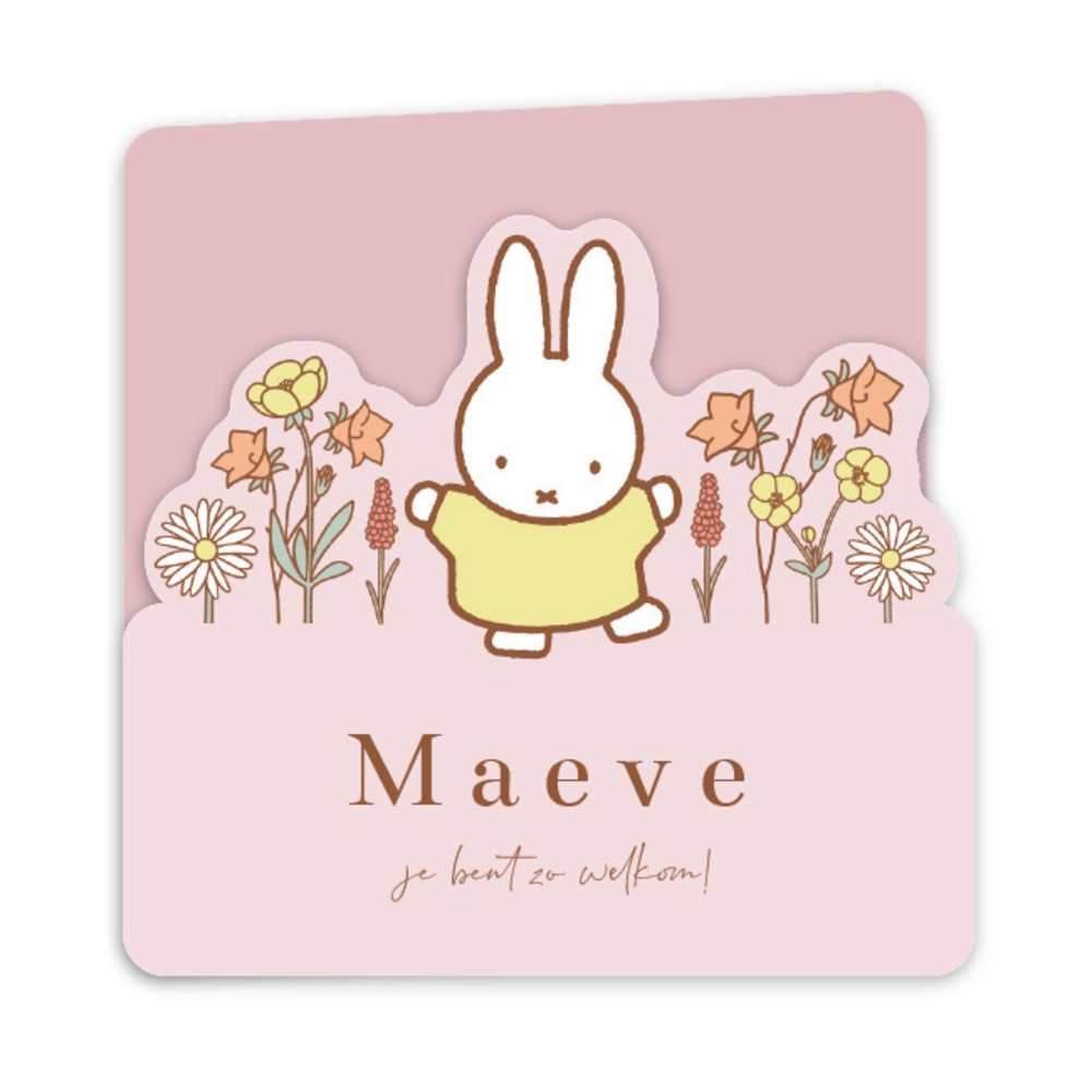 Geboortekaartje meisje nijntje bloemen lichtroze Maeve