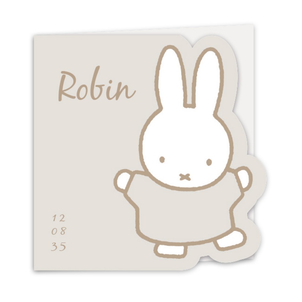 Geboortekaartje neutraal nijntje speciale vorm Robin