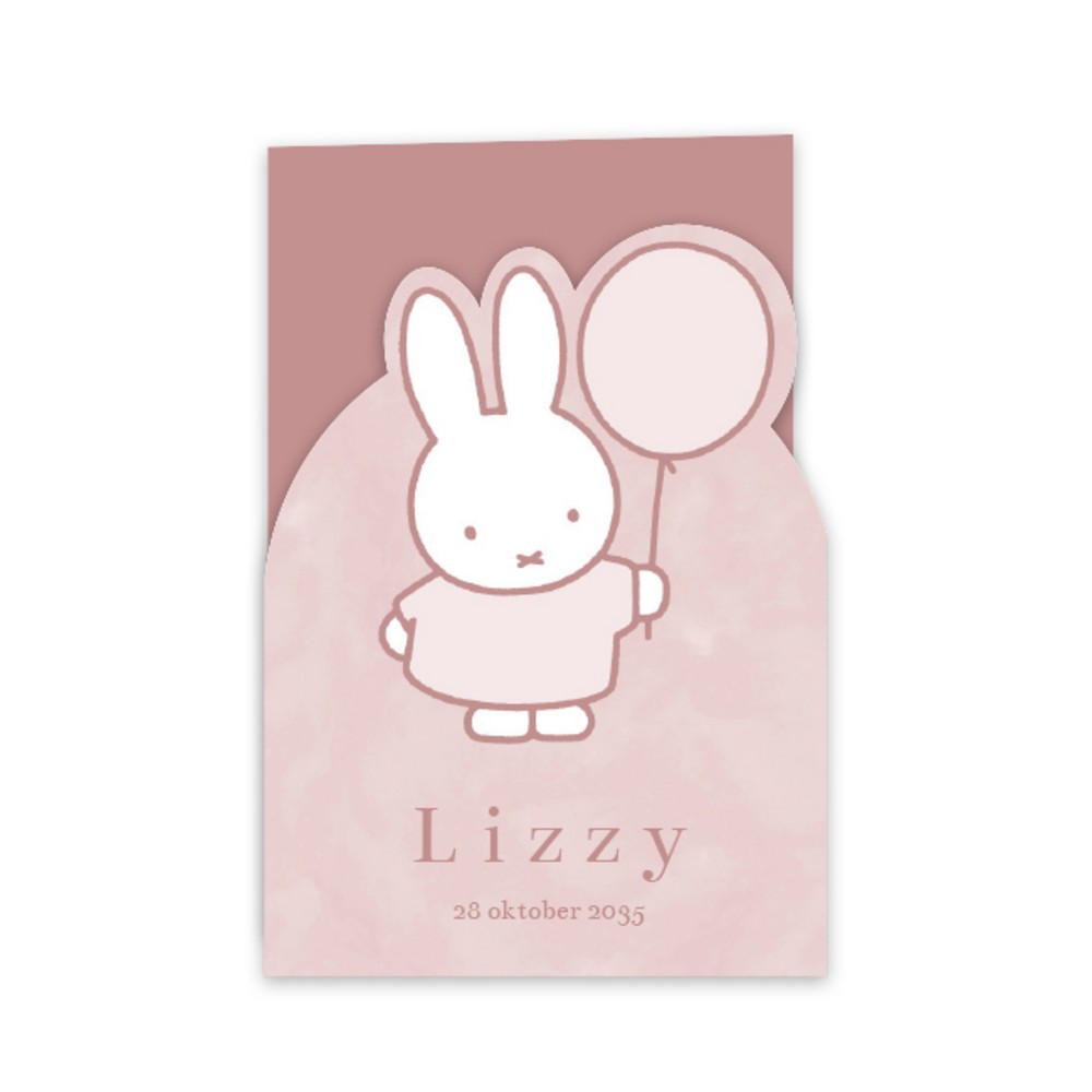 Geboortekaartje meisje nijntje ballon roze Lizzy