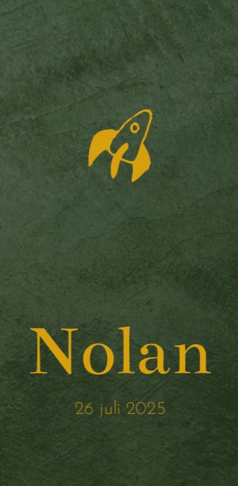 Geboortekaartje Groen met Raket Nolan