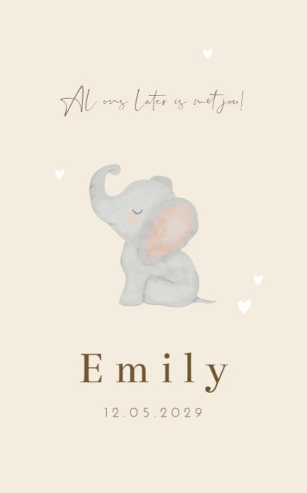 Geboortekaartje meisje olifant Emily