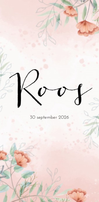 Geboortekaartje meisje bloemen aquarel Roos