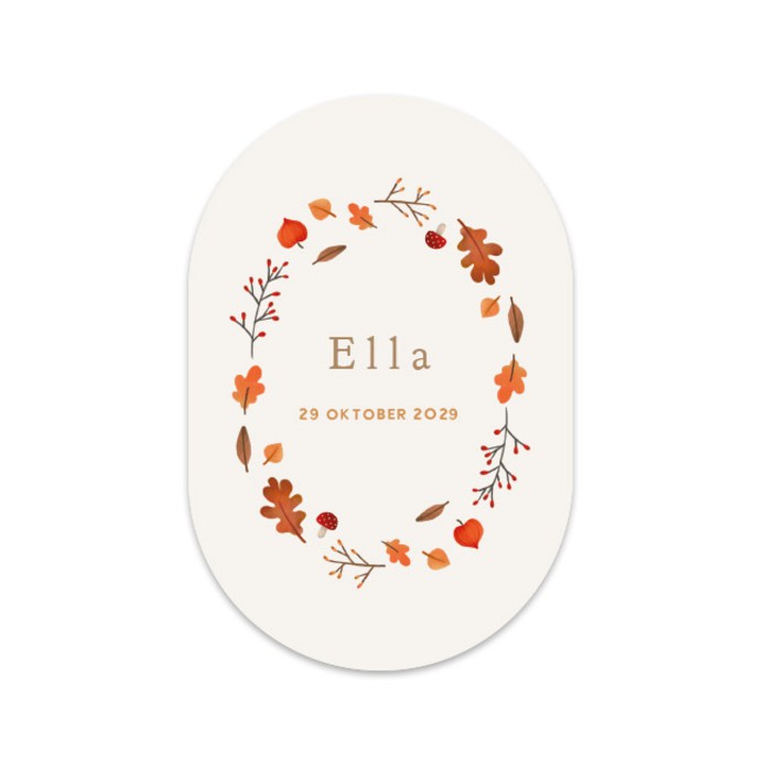 Geboortekaartje neutraal herfstblaadjes Ella