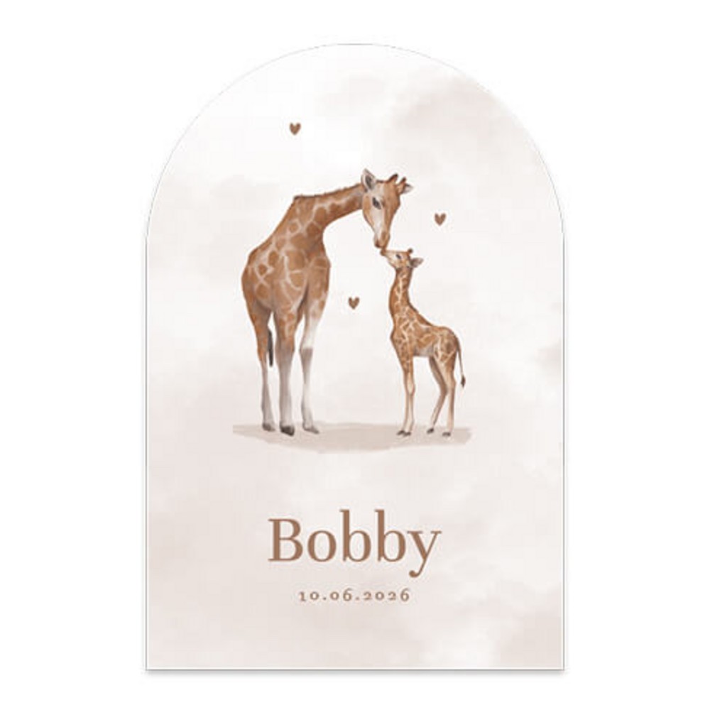 Geboortekaartje neutraal jungledieren giraffe Bobby