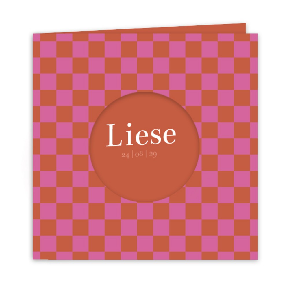 Geboortekaartje meisje color blocking doorkijkje Liese