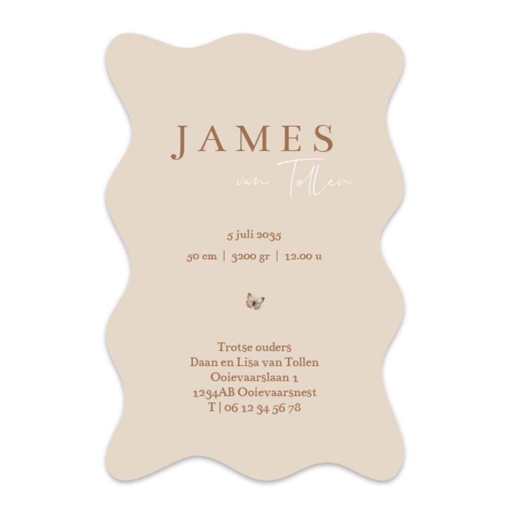 Voorkant van geboortekaartje James