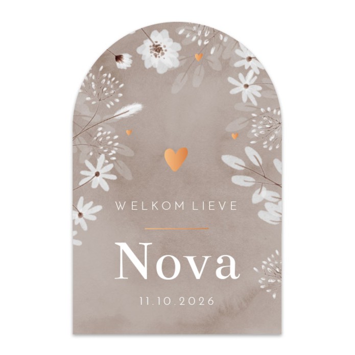 Geboortekaartje meisje originele vorm floral Nova
