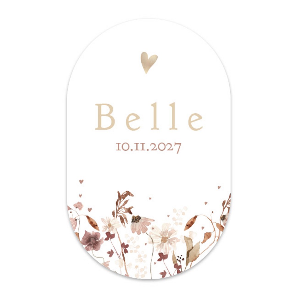 Geboortekaartje meisje droogbloemen ovaal Belle