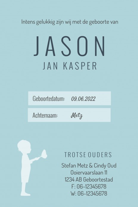 Geboortekaartje Paspoort Blauw Jason