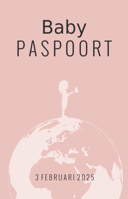 Geboortekaartje paspoort roze Merel