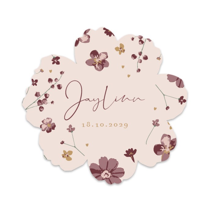 Geboortekaartje meisje originele vorm bloem Jaylinn