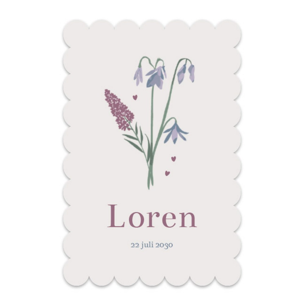 Geboortekaartje Prénatal meisje bloemen Loren