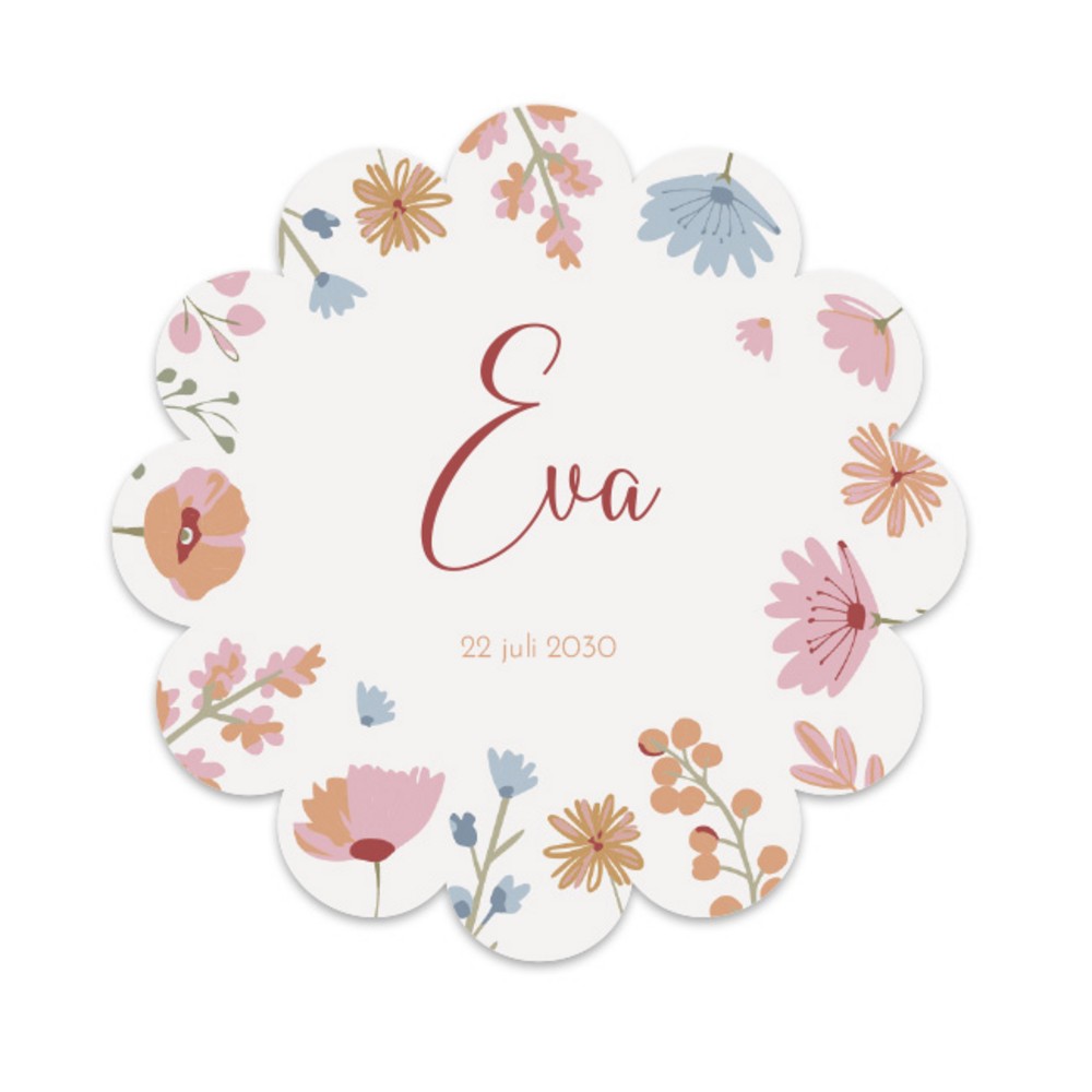 Geboortekaartje Prénatal meisje bloemen Eva