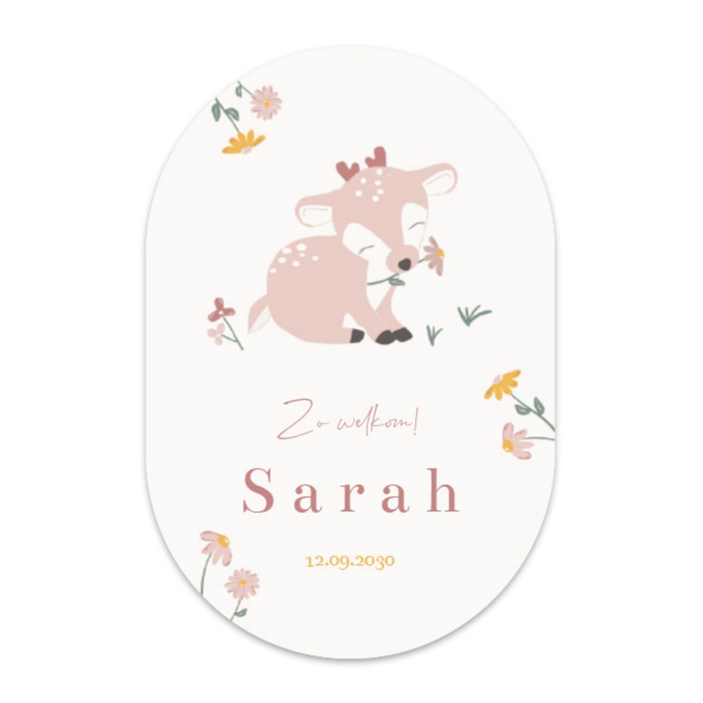 Geboortekaartje Prénatal meisje hertje ovaal Sarah