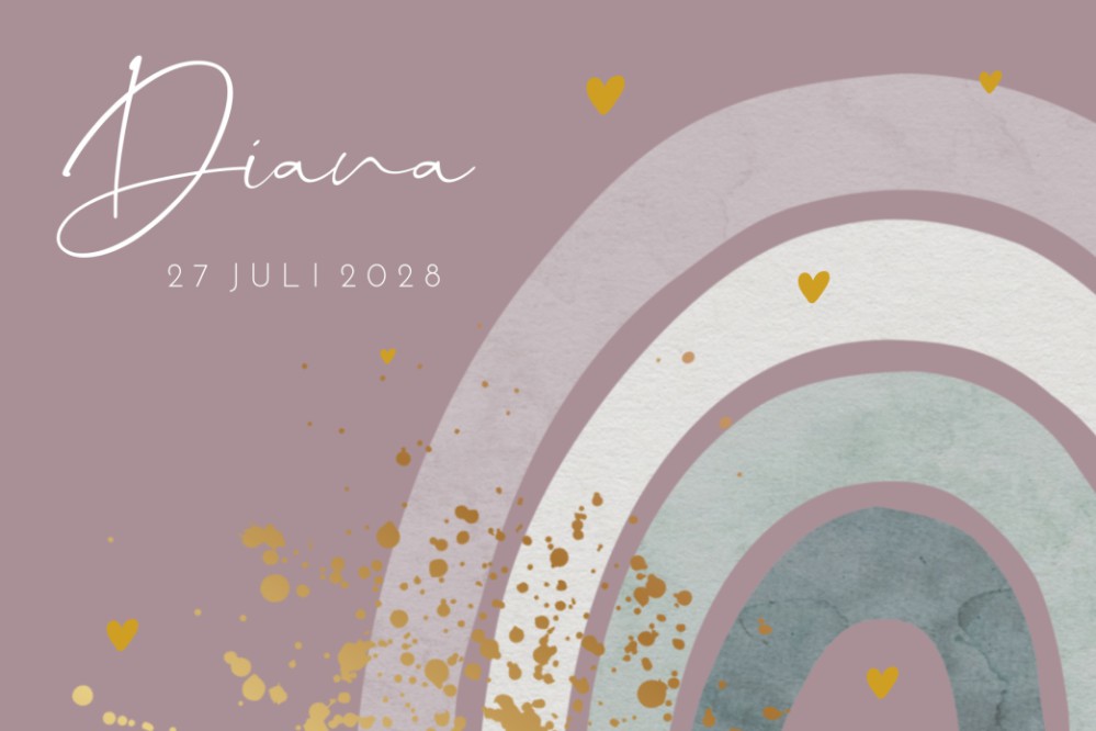 Geboortekaartje regenboog Diana voor