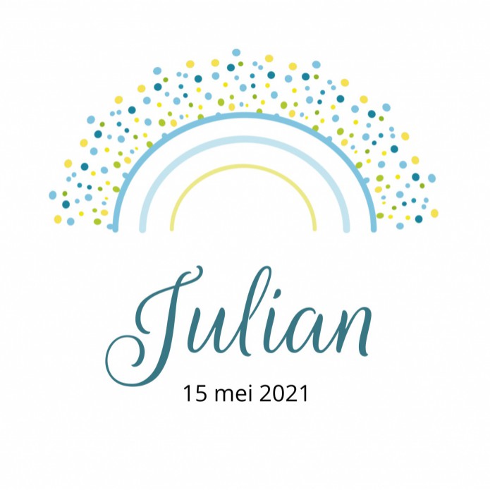 Geboortekaartje regenboog Julian