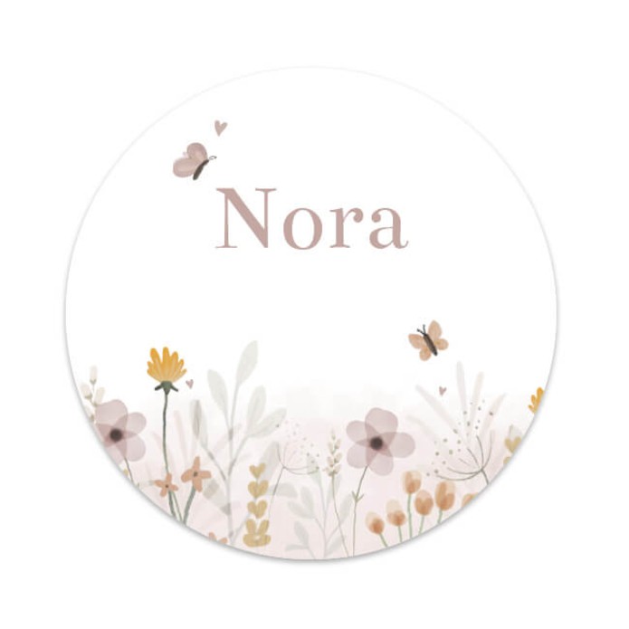 Geboortekaartje meisje bloemen rond Nora