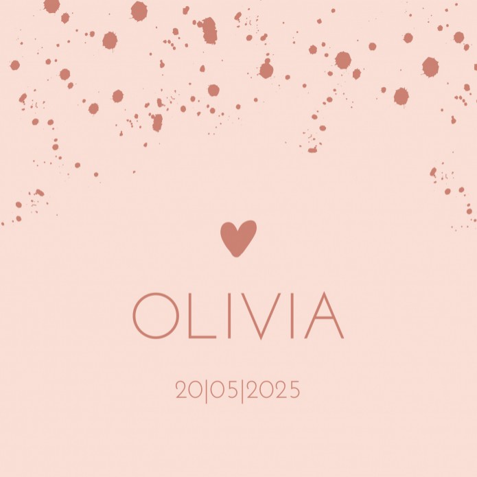 Geboortekaartje meisje stoere spetters roze Olivia