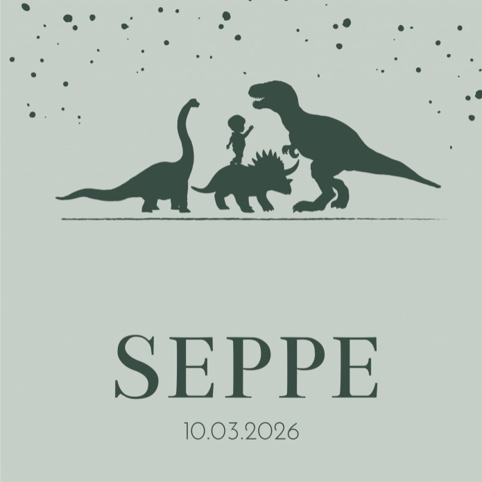 Geboortekaartje jongen dinosauriërs Seppe