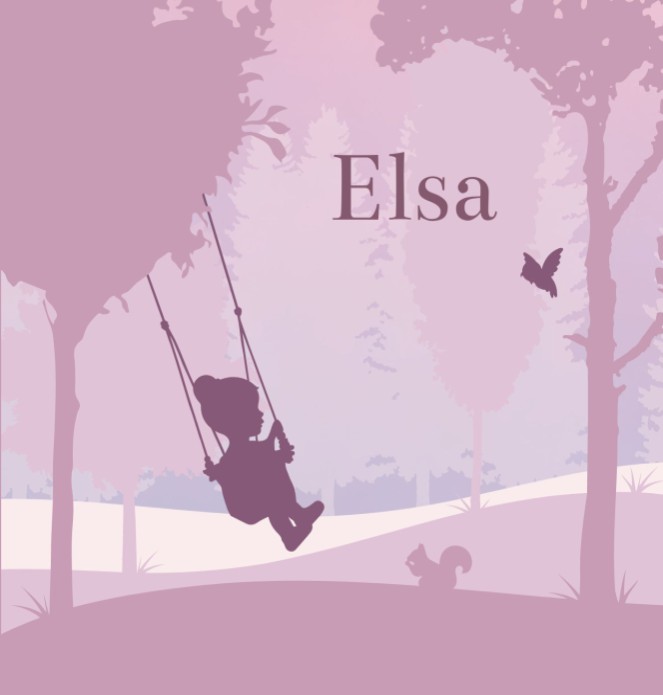 Geboortekaartje meisje silhouet schommel Elsa