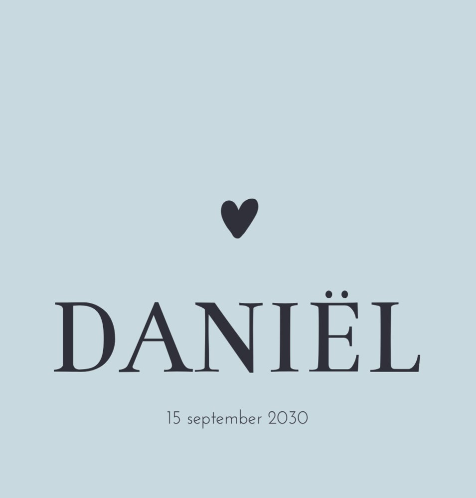 Geboortekaartje jongen minimalistisch hartje Daniël