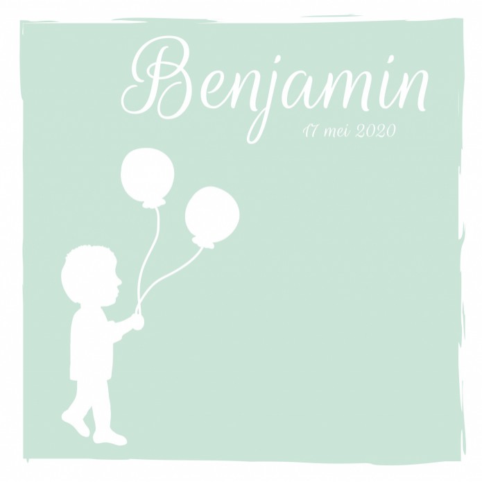 Geboortekaartje silhouet mintgroen Benjamin