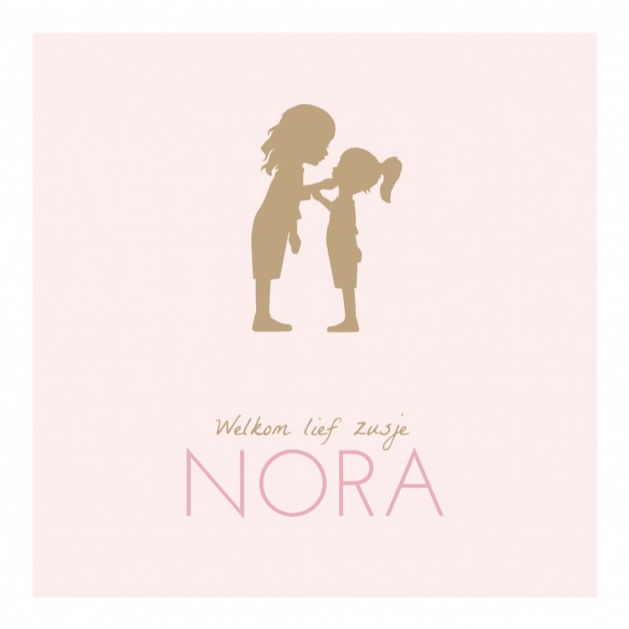 Geboortekaartje silhouette meisjes roze Nora