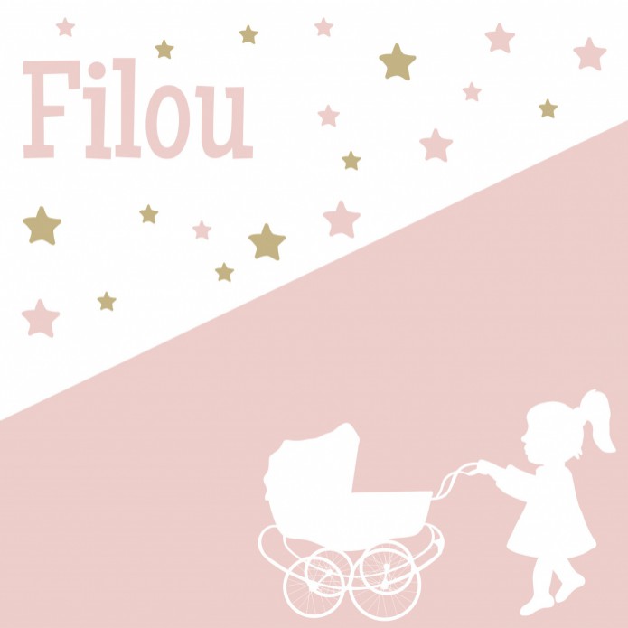Geboortekaartje silhouet roze zusje Filou