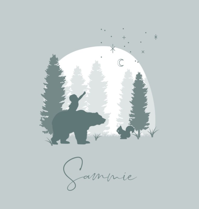 Geboortekaartje jongen silhouet beer Sammie