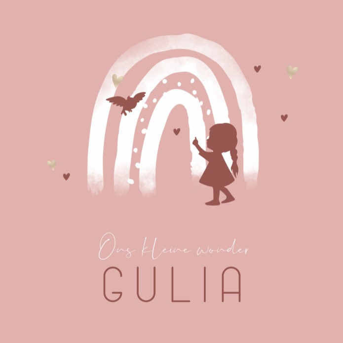 Geboortekaartje dochter silhouette roze Gulia voor