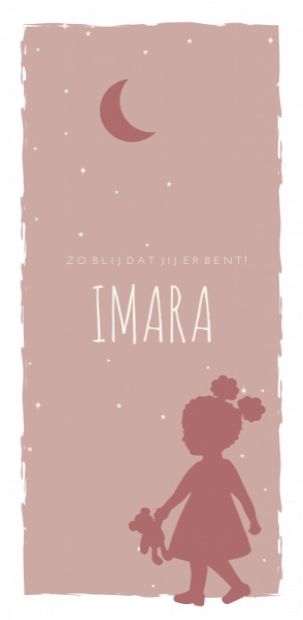 Geboortekaartje silhouette roze Imara voor