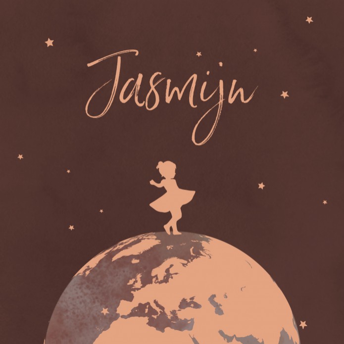 Geboortekaartje meisje silhouette wereld Jasmijn voor