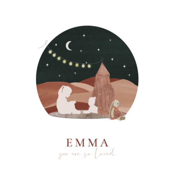 Geboortekaartje meisje silhouet zusjes Emma