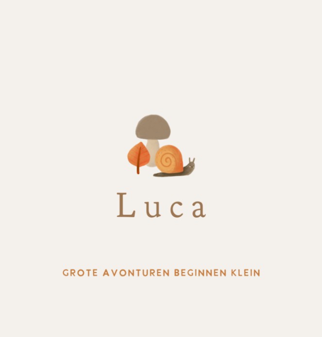 Geboortekaartje neutraal slakje Luca
