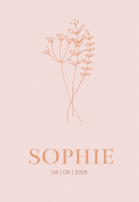 Geboortekaartje meisje takje Sophie