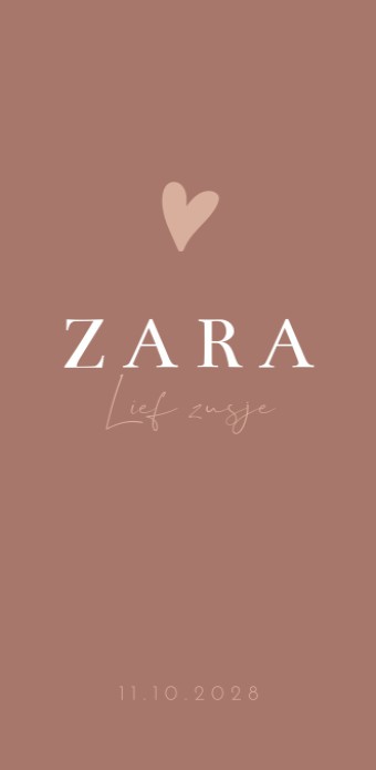 Geboortekaartje meisje zusje rood hartje Zara voor
