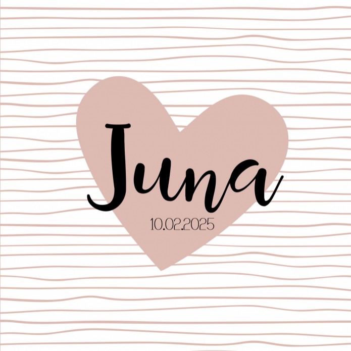Geboortekaartje meisje strepen roze hart Juna
