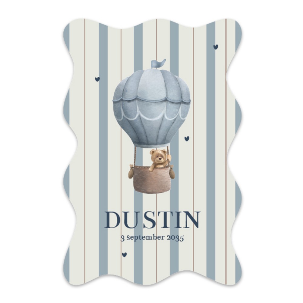 Voorkant van geboortekaartje Dustin