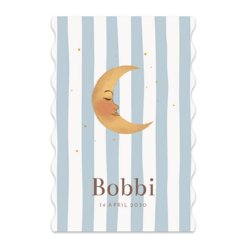 Geboortekaartje jongen strepen maan Bobbi