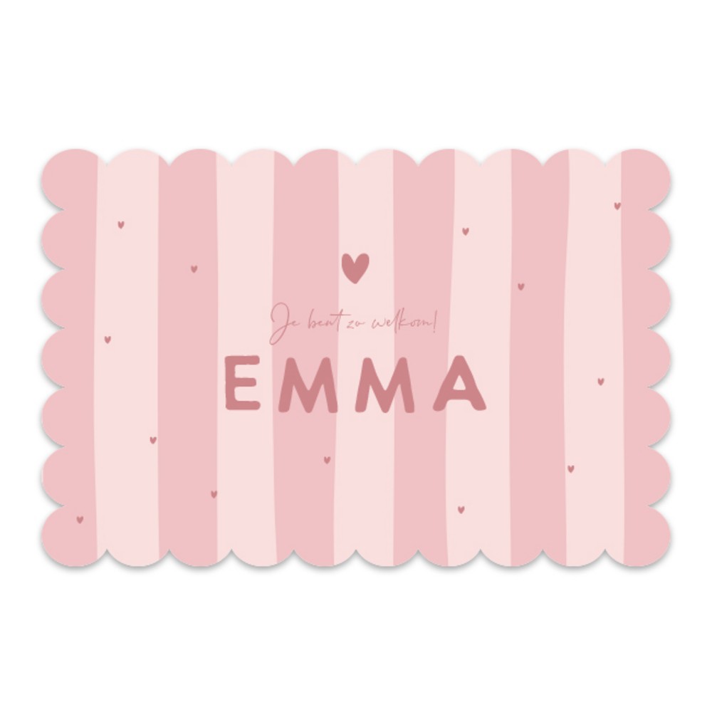 Voorkant van geboortekaartje Emma