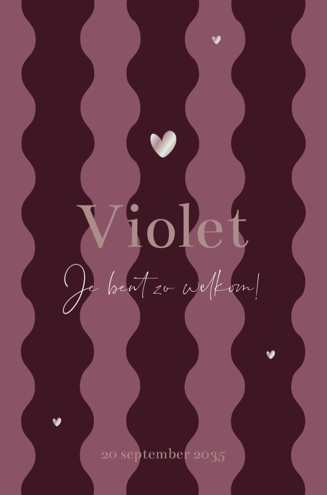 Voorkant van geboortekaartje Violet